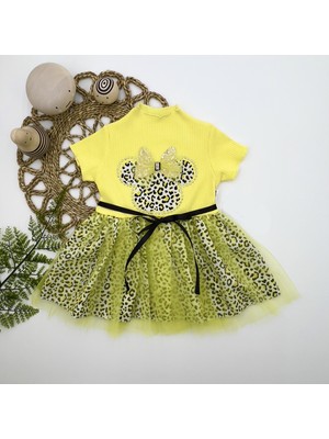 Diji Baby 1-2-3 Yaş Fiyonklu Mickey Astarlı Etekli Kız Bebek Tütü Elbisesi