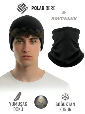 Extra 2li Termal Polar Soğuk Geçirmez Bere+Boyunluk Unisex Pamuklu Kışlık Ayarlanabilir Ip