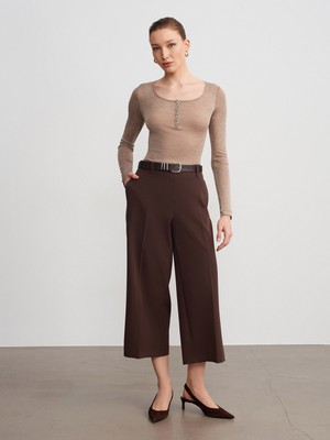 Dilvin 72640 Düz Paça Pantolon-Kahve