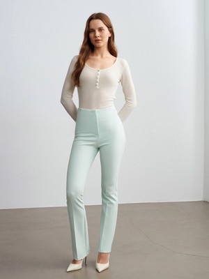 Dilvin 72260 Pens Detaylı Kumaş Pantolon-Mint