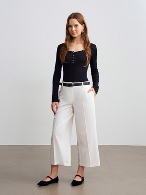 Dilvin 72640 Düz Paça Pantolon-Açık Taş