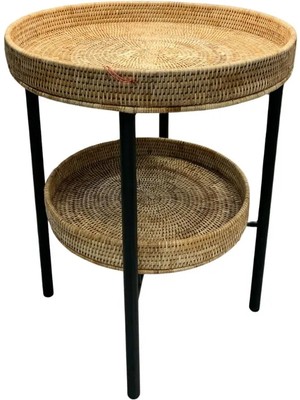 Baolgi Hasır Lola Yan Sehpa Naturel