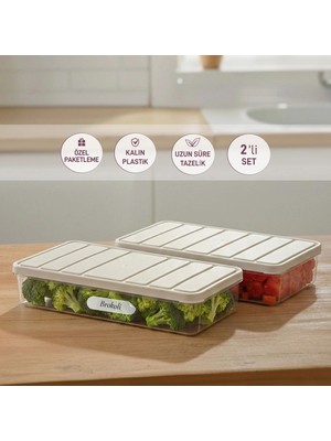 Selka Home 2 Adet 1 Lt. Nora Organizer Buzdolabı Buzluk Düzenleyici Saklama Kabı