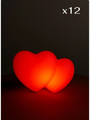Niyet Işıklı Kırmızı Çift Kalp LED Mum 12 Adet - Sevgililer Günü - Dekorasyon - Evlenme Teklifi
