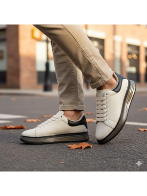 Homiro Erkek Kalın Tabanlı Spor Sneaker - Bej