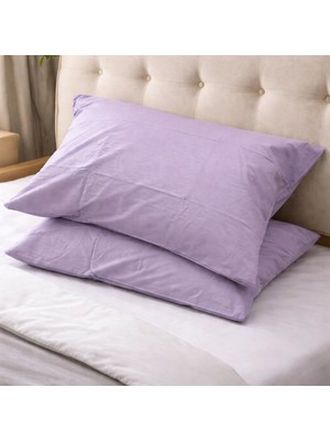 Clasy Ranforce %100 Pamuk 2 Adet Yastık Kılıfı Düz Desen Mor