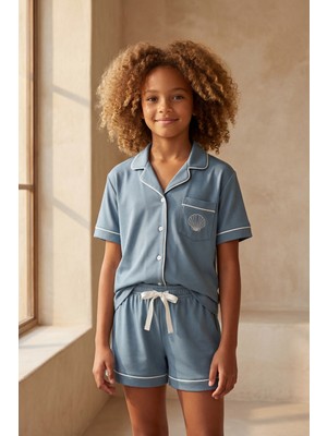 Çocuk Sea La Vie Şortlu Pijama Takımı Mavi