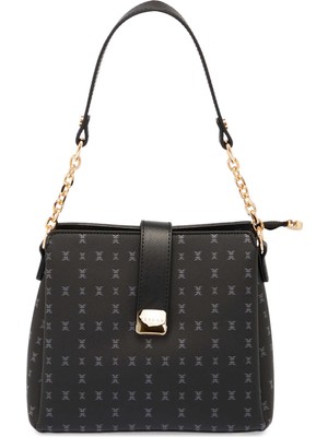 Tergan Siyah Print Kadın Omuz Çantası - S26Y1PR09178-T0E