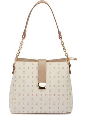 Tergan Bej Print Kadın Omuz Çantası - S26Y1PR09178-U4A