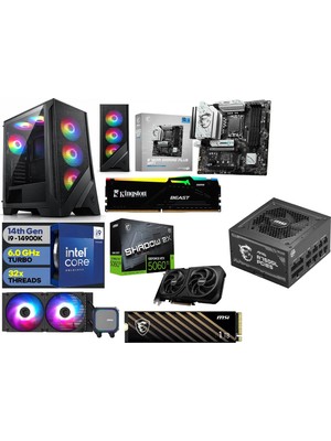 Şafak Bilgisayar 16GB RTX5060 TI İNTEL i9-14900K 32GB RAM 1TB SSD DDR5 RGB ULTRA GAMİNG DESKTOP PC
