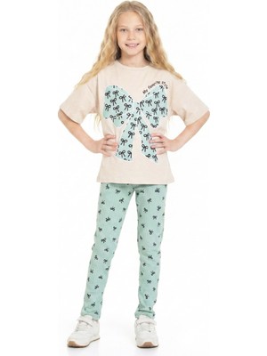 Modanino Kız Çocuk Fiyonk Baskılı-Taytlı Alt-Üst Takım 3-10 Yaş 12552