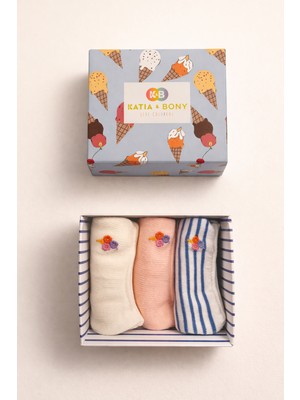 Çocuk Dondurma Kutulu 3'lü Görünmez Çorap