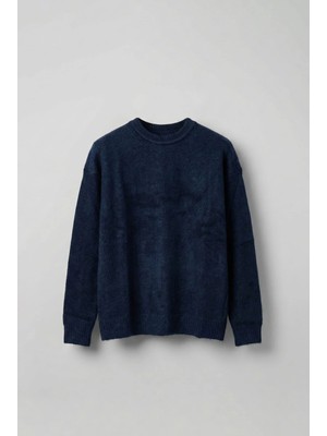 Abluka Online Erkek Oversize Yumuşak Dokulu Kazak Lacivert