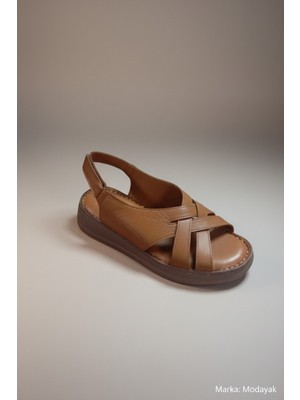 Modayak Clavi 2004 Taba Günlük Kadın Deri Sandalet