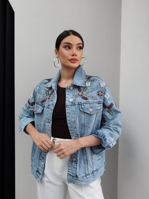 Esra Helvacı Nakış Işlemeli Kot Ceket