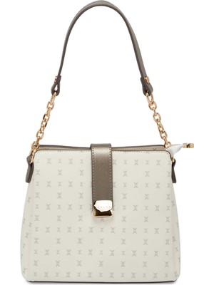 Tergan Beyaz Print Kadın Omuz Çantası - S26Y1PR09178-U1A