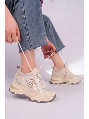 Guja Kadın Bej Gizli Dolgu Taban Sneaker