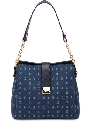 Tergan Lacivert Print Kadın Omuz Çantası - S26Y1PR09178-V5J