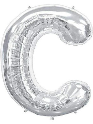 Bal10 Dünyası Büyük Boy Gümüş Renk 100 cm C Harfi Folyo Balon