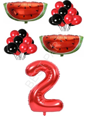 Best Parti Kırmızı Karpuz Temalı Doğum Günü Parti Seti Yaş-2