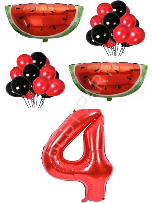Best Parti Kırmızı Karpuz Temalı Doğum Günü Parti Seti Yaş-4