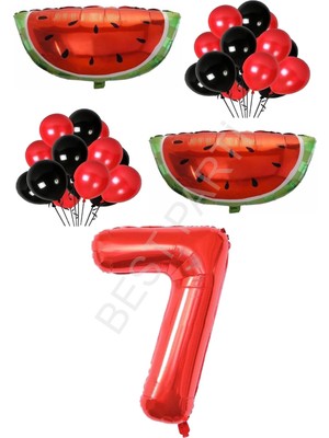 Best Parti Kırmızı Karpuz Temalı Doğum Günü Parti Seti Yaş-7