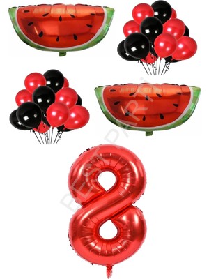 Best Parti Kırmızı Karpuz Temalı Doğum Günü Parti Seti Yaş-8