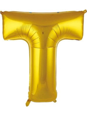 İstoç Parti Büyük Boy Gold Renk 100 cm T Harfi Folyo Balon