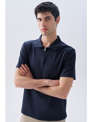 Fermuarlı Polo Yaka T-Shırt