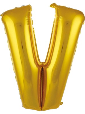 Rönesans Parti Büyük Boy Gold Renk 100 cm V Harfi Folyo Balon