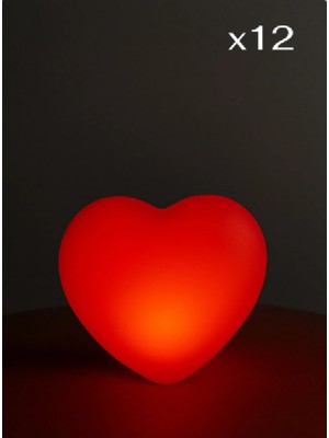 Niyet Işıklı Kırmızı Kalp LED Mum 12 Adet - Sevgililer Günü - Dekorasyon - Evlenme Teklifi