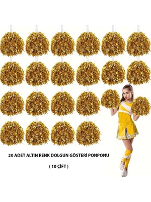 NW NessiWorld 10 Çift ( 20 Adet ) Altın Renk 23 Nisan 19 Mayıs 29 Ekim Okul Gösteri Ponponları