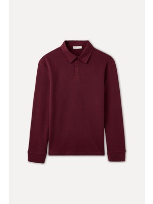 MUDO Tekstürlü Polo Yaka Sweatshırt