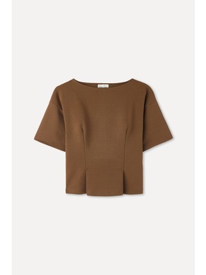 Dikiş Detaylı Kısa Kollu Bluz