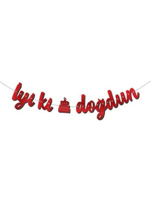 Rönesans Parti Iyiki Doğdun Yazılı Kırmızı Kaligrafi Banner