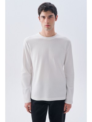 Fitilli Bisiklet Yaka Uzun Kollu T-Shırt