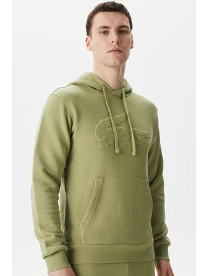 Lacoste Relaxed Fit Men's Hoodie Sweatshirt Erkek Kapüşonlu Sweatshirt Haki