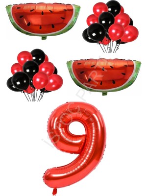 İstoç Parti Kırmızı Karpuz Temalı Doğum Günü Parti Seti Yaş-9