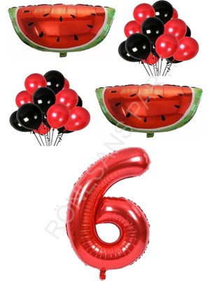 Rönesans Parti Kırmızı Karpuz Temalı Doğum Günü Parti Seti Yaş-6