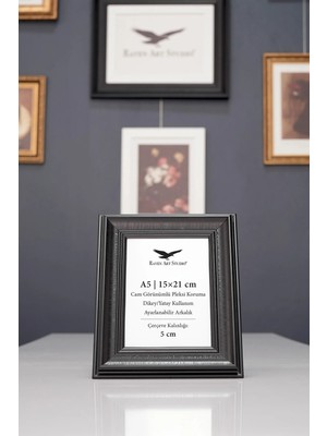 Raven Art Studio Madame A5-15X21CM Siyah Resim Fotoğraf Belge Poster Evrak Çerçevesi Korumalı Kırılmaz Pleksi Cam