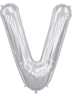 İstoç Parti Büyük Boy Gümüş Renk 100 cm V Harfi Folyo Balon