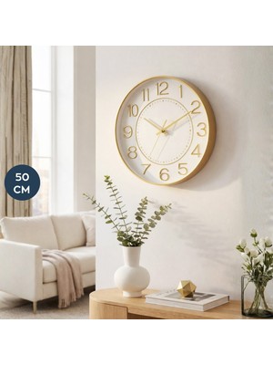 Homing Crown Gold 50 cm Yuvarlak Duvar Saati Cam Plastik Malzemeden Modern Tasarım 242413