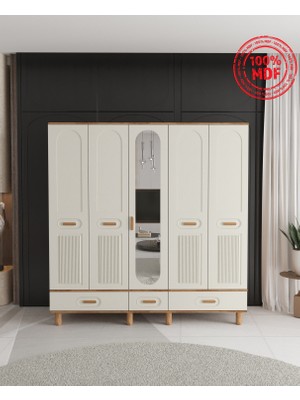T&B Pera 5 Kapaklı Çekmeceli Gardırop - Tamamı Mdf
