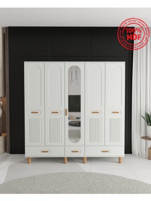 T&B Pera 5 Kapaklı Çekmeceli Gardırop - Tamamı Mdf