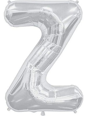 Rönesans Parti Büyük Boy Gümüş Renk 100 cm Z Harfi Folyo Balon