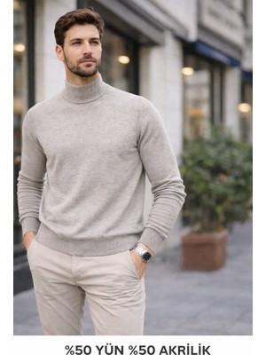 Karaca Yarım Balıkçı Yakalı Düz Renk Regülarfit Kesim Erkek Triko