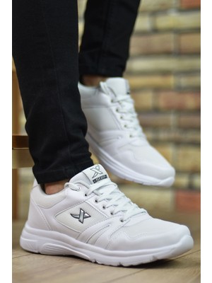 Riccon Beyaz Unisex Sneaker 12020 Düz Tabanlı Poliüretan Malzemeden Üretilmiştir