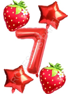 Rönesans Parti Çilek Temalı Doğum Günü Folyo Balon Seti Yaş-7