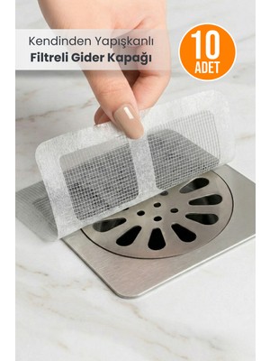 Orvila 10 Adet Kendinden Yapışkanlı  Filtreli Gider Önleyici Kapak Tıkanıklık Önleyici Gider Süzgeci