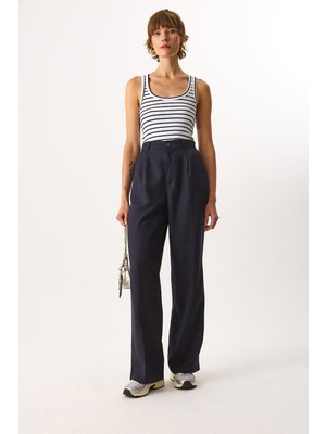 Vena Kadın Chloe Wide Leg Palazzo Pantolon %100 Lyocell (Tencel™) - Lacivert